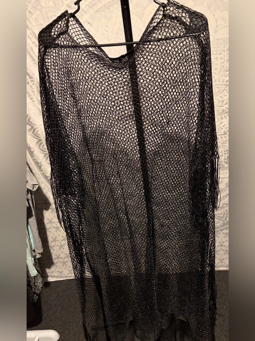 🖤 Black Fishnet Mesh Fringe Cover Up | OS 🖤